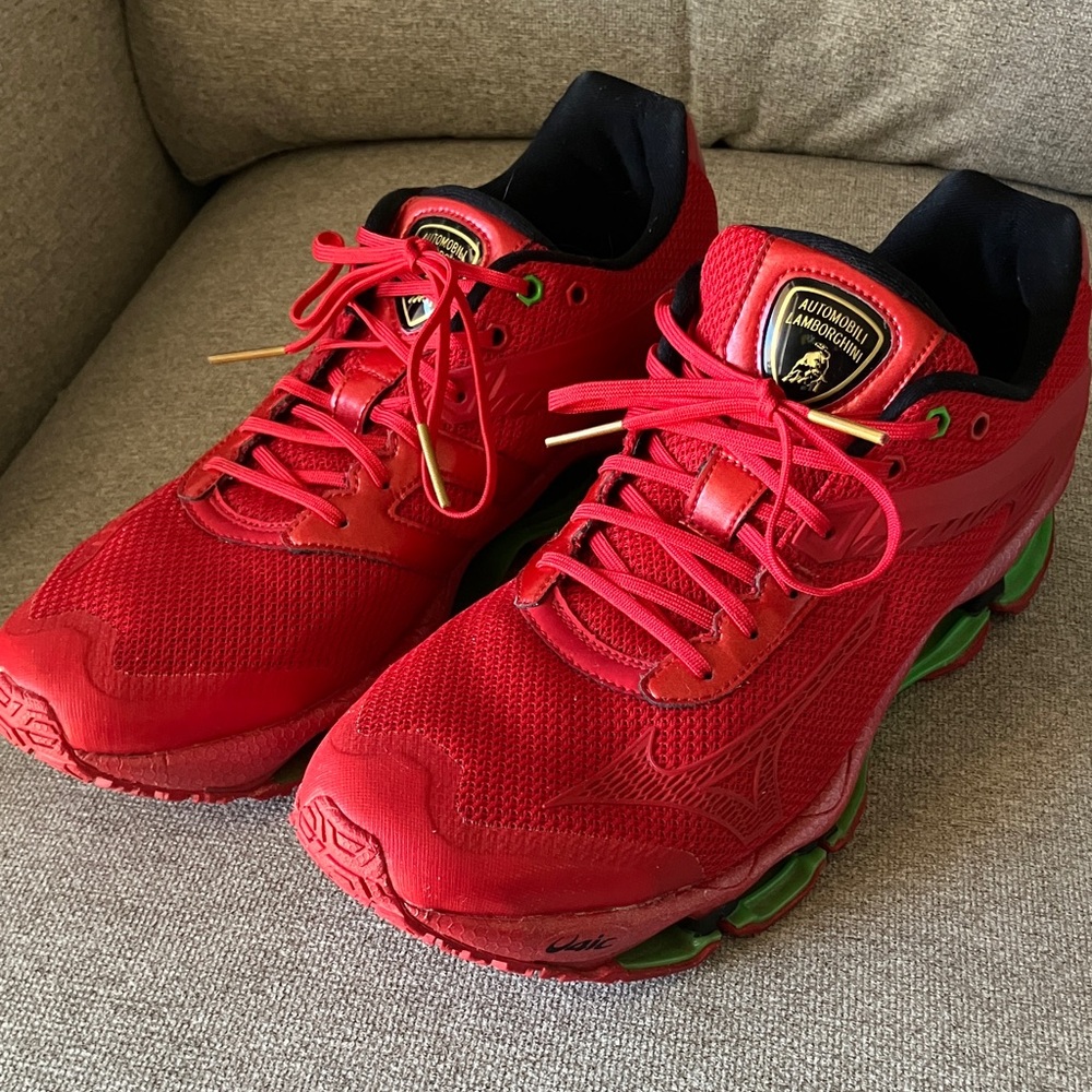 Mizuno Red and Green Men's Athletic Shoes Limited Edition Lamborghini